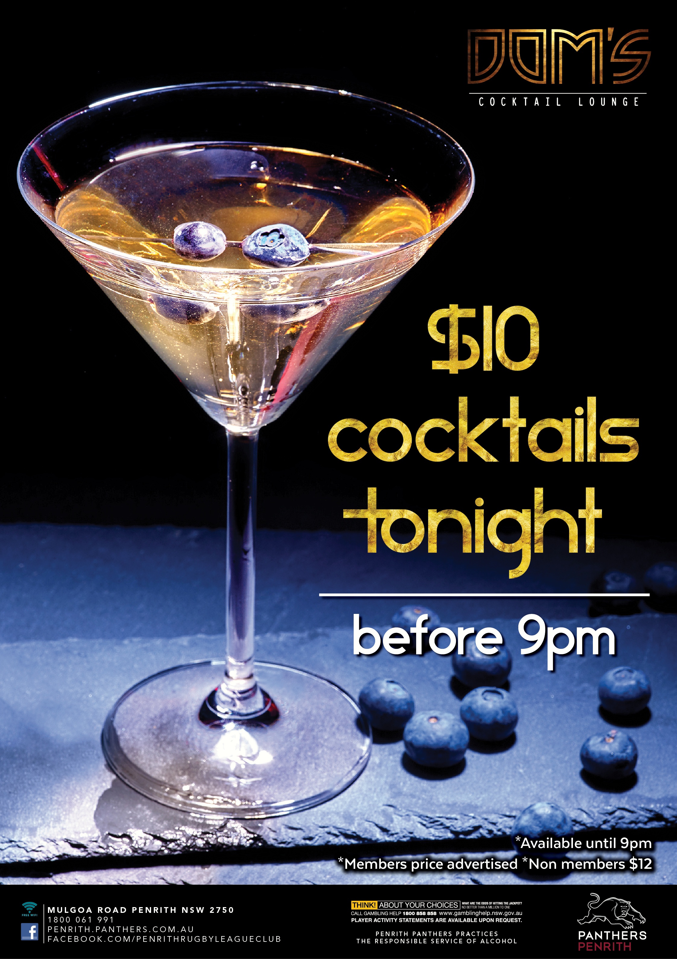 Dom's $10 Cocktails Promotion