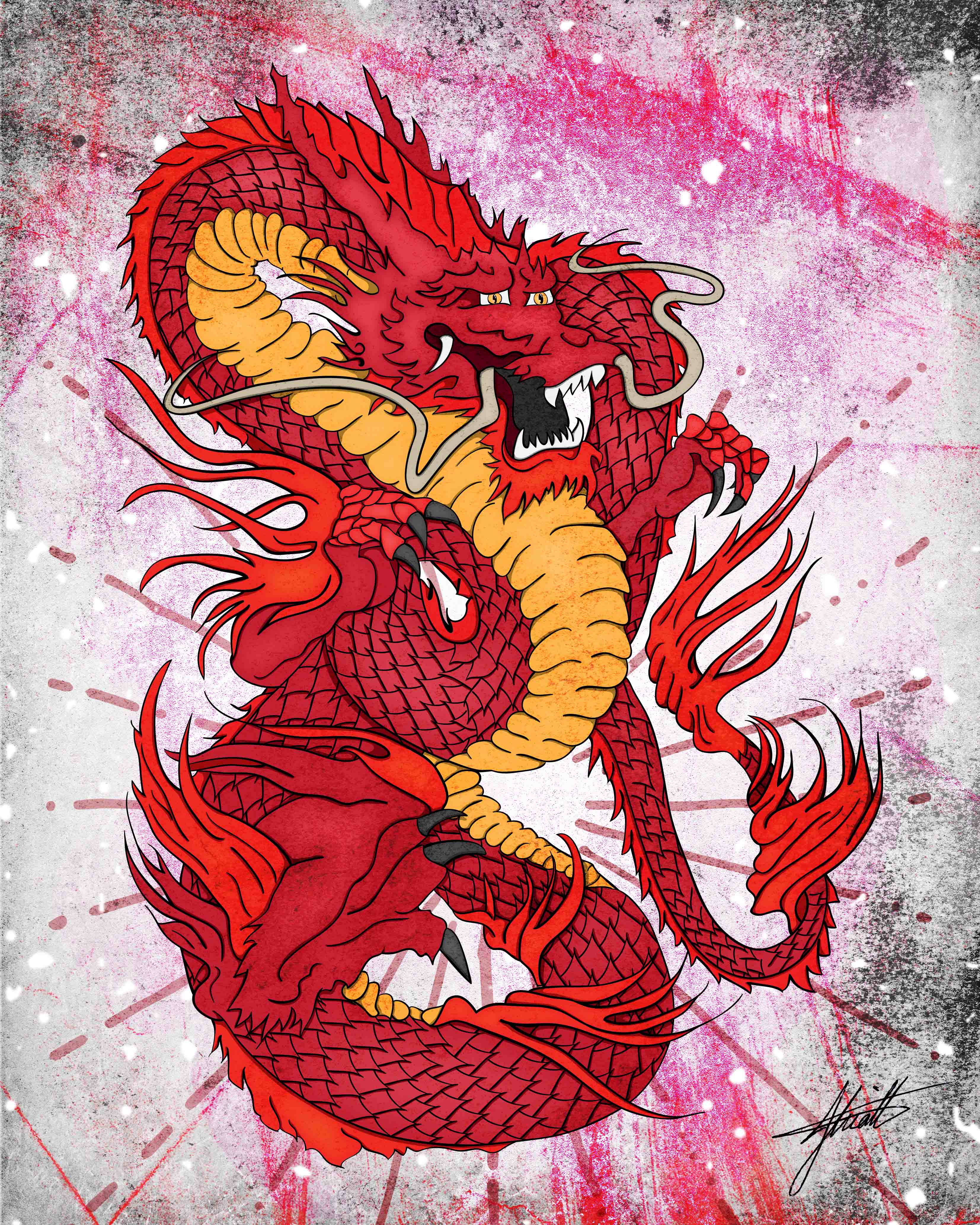 JHK Design Original Red Dragon Illustration